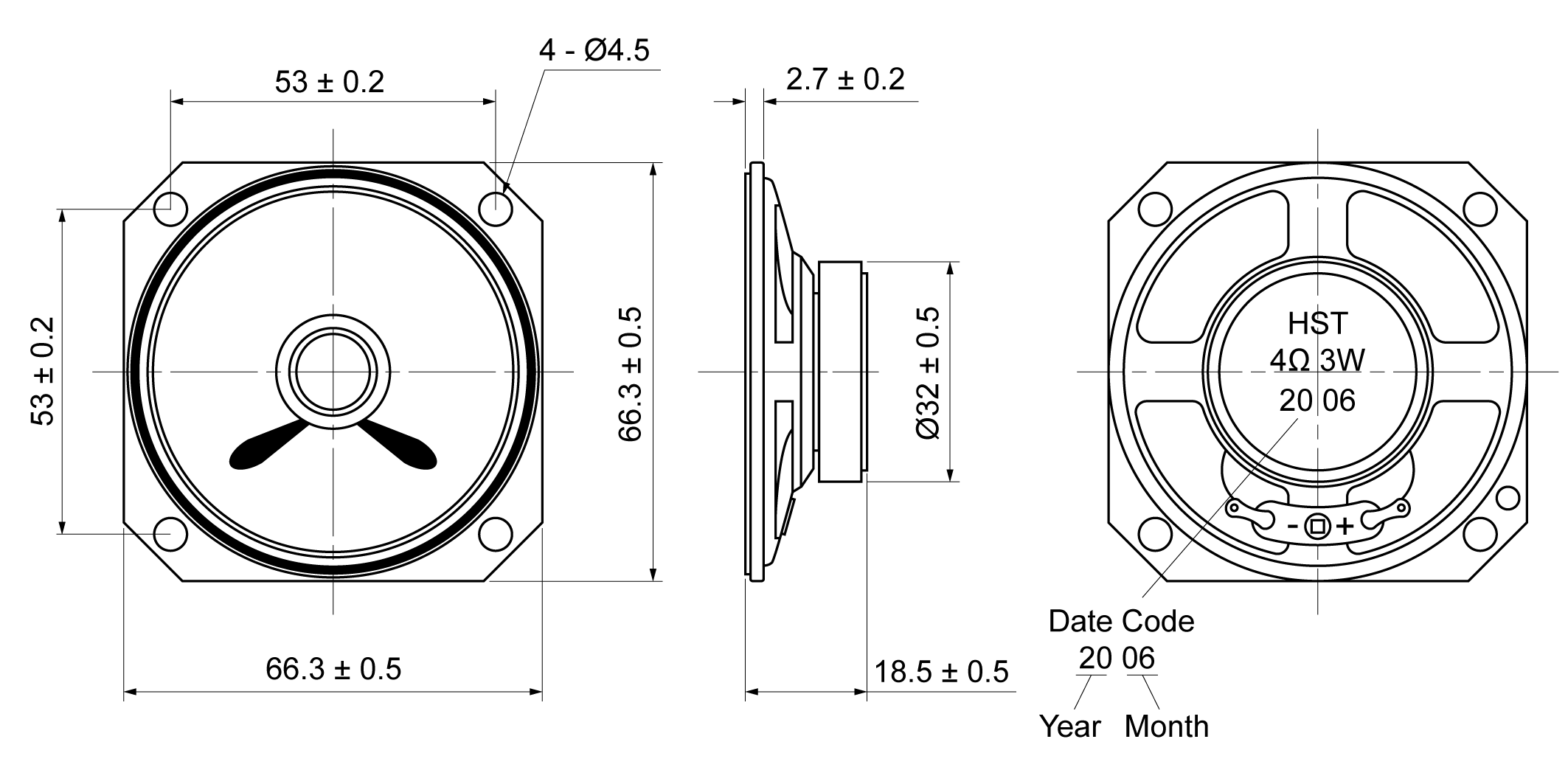 LE66S-18H3.0W4N Mechanical Drawing